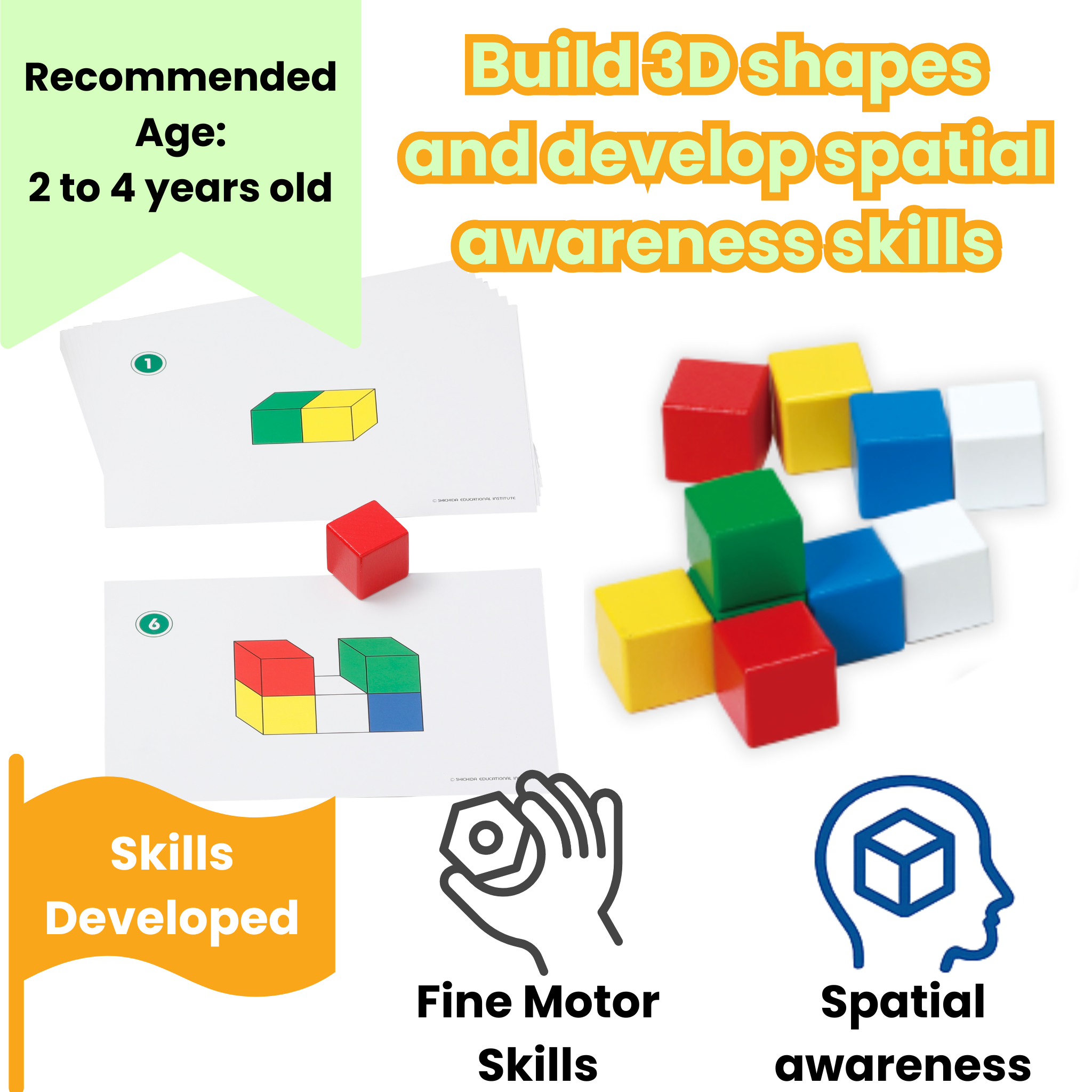 Five-Colour Cubes Making 3D Figures