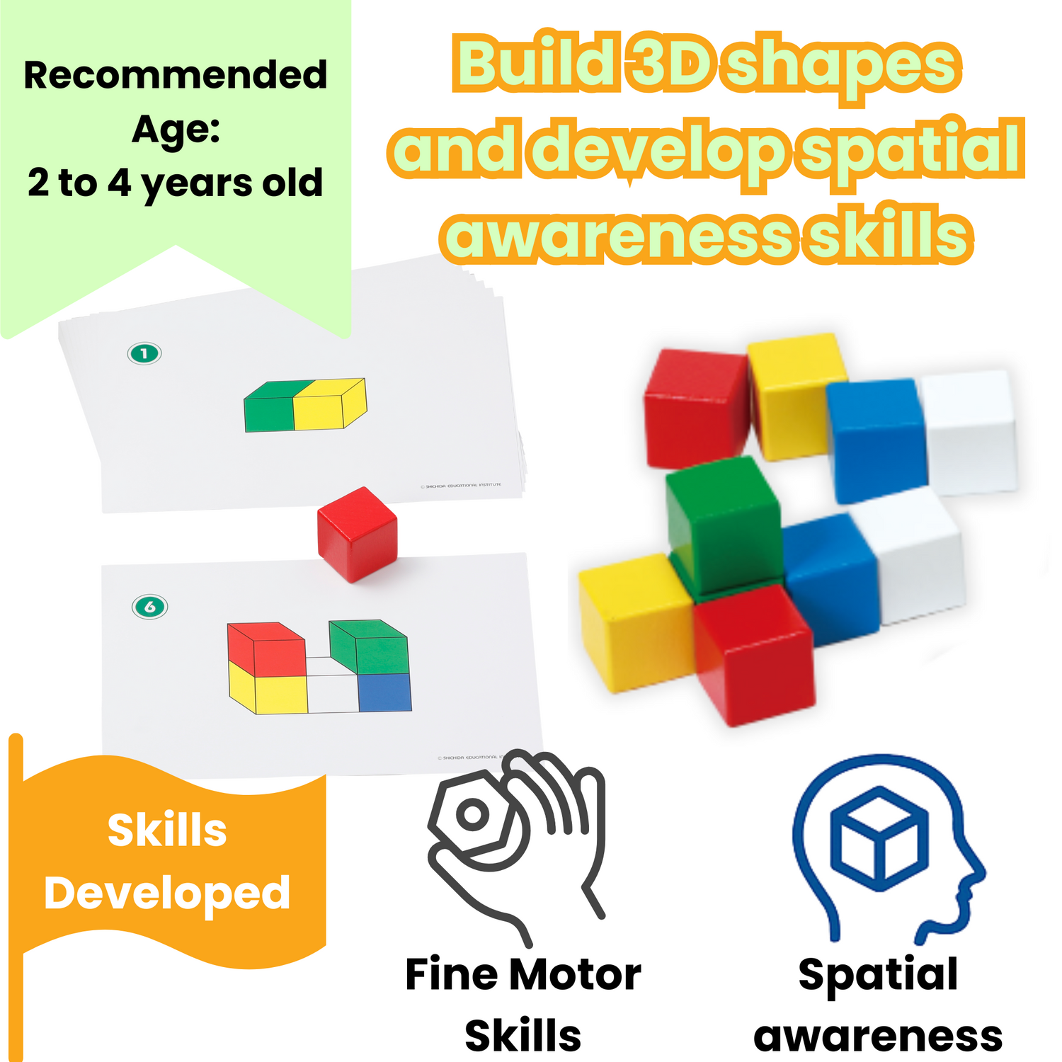 Five-Colour Cubes Making 3D Figures